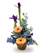 A basket arrangement for a baby boy A basket arrangement for a baby boy